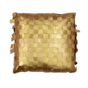 Gold Woven Leather Pillow