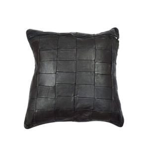 Black Leather Patch Pillow